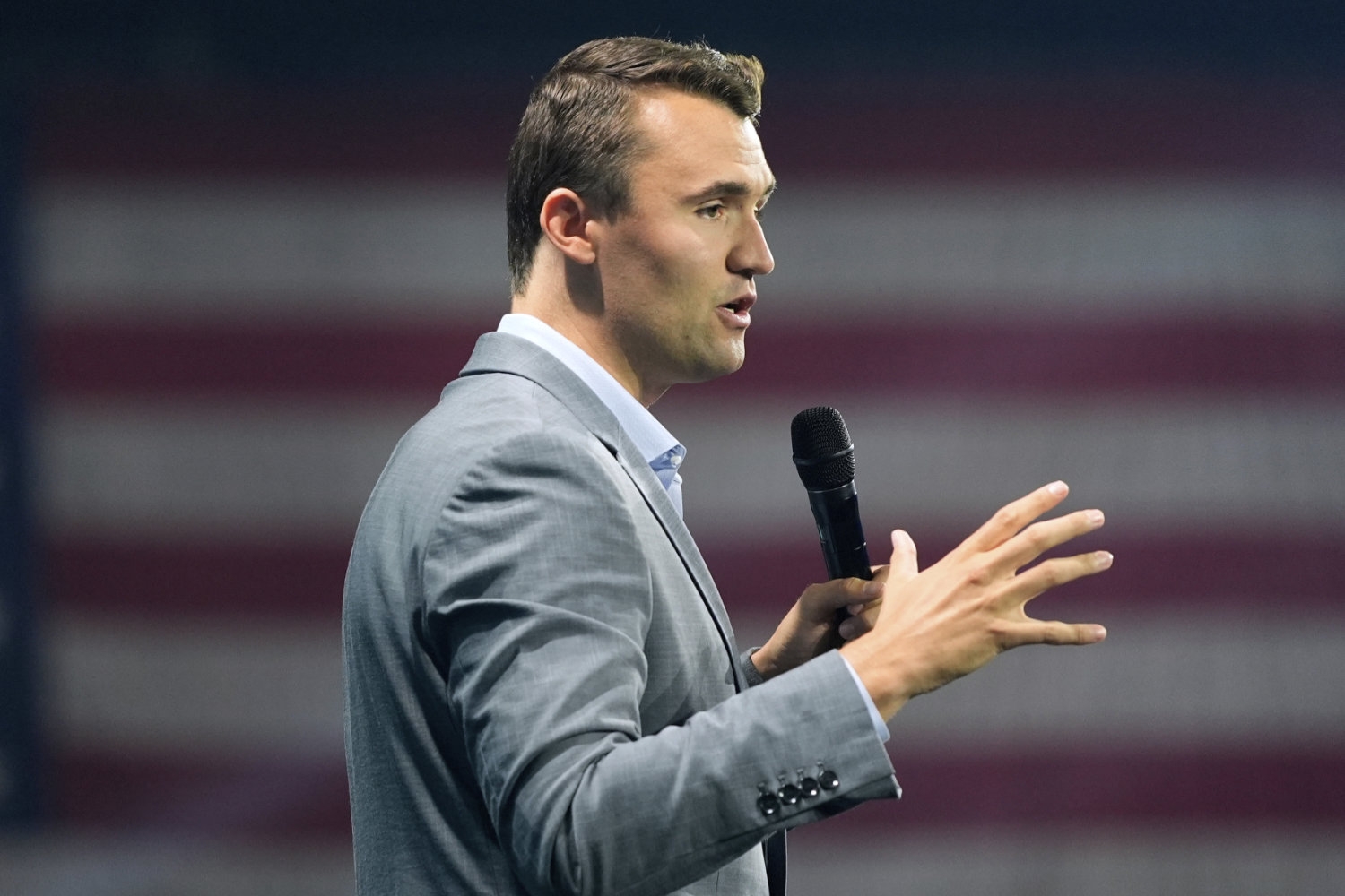 Charlie Kirk under et møte arrangert av Turning Point i juli i fjor.