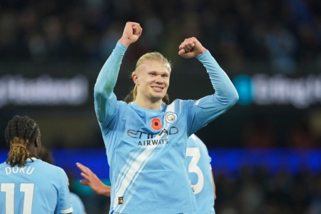 Erling Braut Haaland scorer på bestilling for Manchester City.
